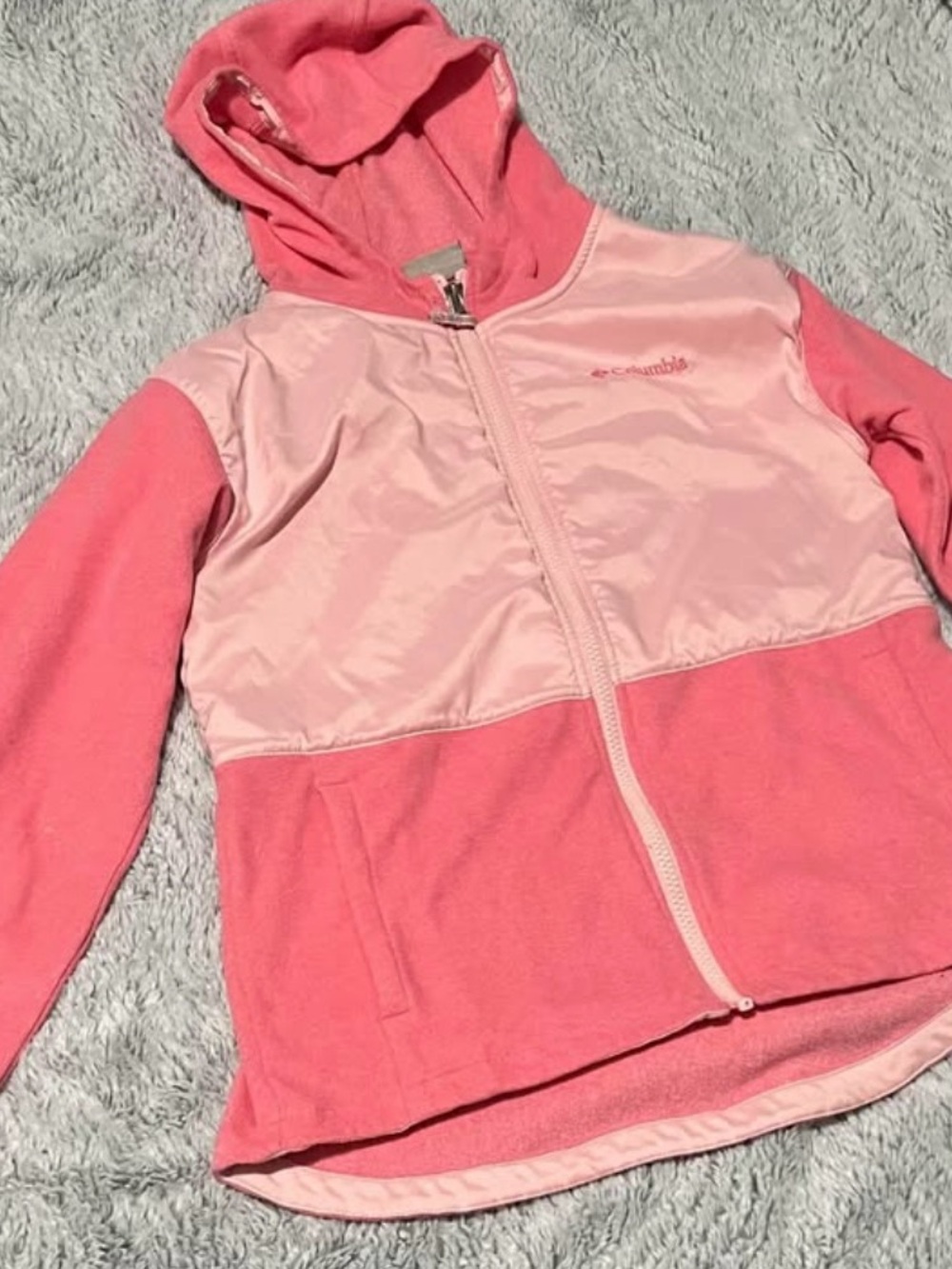 Columbia Girls Two-Tone Pink Hooded Zip Jacket